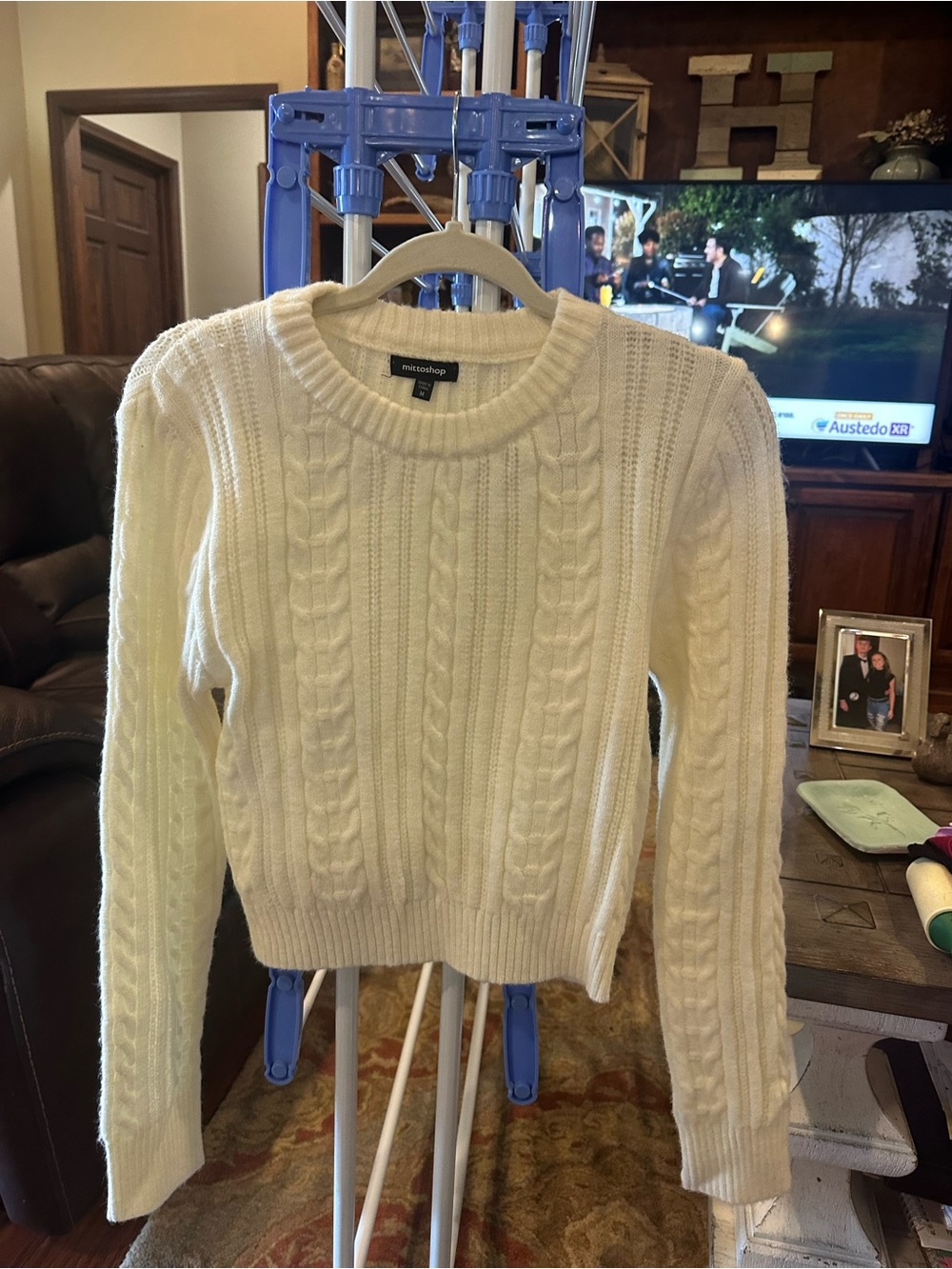 mittoshop Ivory Cable Knit Crewneck Sweater